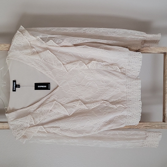 Express Lace Long Sleeve Blouse - Picture 1 of 5